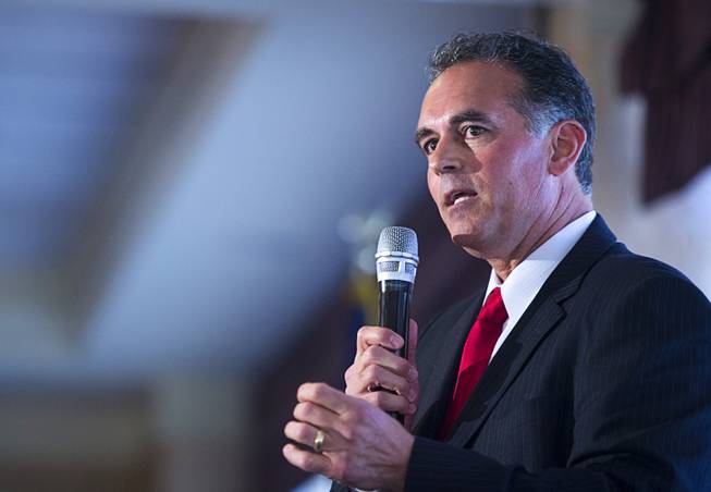 Danny Tarkanian, a candidate for Congressional District 3, speaks during a town hall meeting sponsored by the Southern Hills Republican Women's Club at Buckman's Grille in Henderson Tuesday, April 26, 2016.