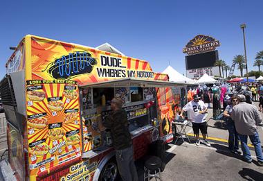 The Dude…Where’s My Hotdog food truck is shown during the Great American Foodie Fest at the Sunset Station parking lot in Henderson Sunday May 1, 2016.