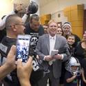 Mark Davis and David Beckham Make Stadium Presentation