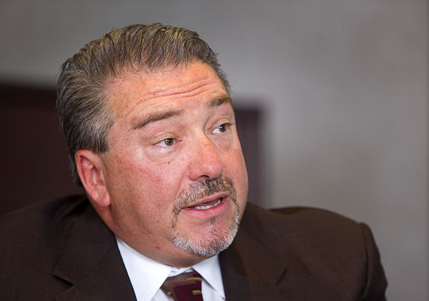 Tony Sanchez III, senior vice president of government and community strategy for NV Energy, is shown during an editorial board meeting at the Las Vegas Sun Tuesday, May 10, 2016.