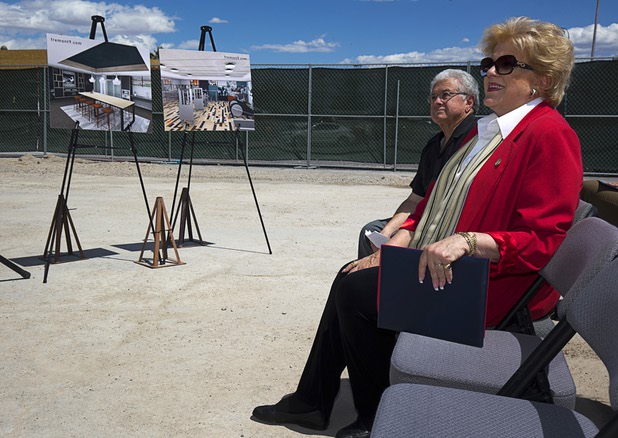 Las Vegas Mayor Carolyn Goodman and City Councilman Bob Coffin attend a groundbreaking ceremony for Fremont9, a new apartment complex at East Fremont and Ninth streets, in downtown Las Vegas, Monday, May 16, 2016.