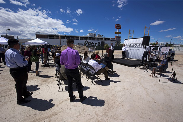 Nate Carlson, vice president of development for the Wolff Company, speaks during groundbreaking ceremony for Fremont9, a new apartment complex at East Fremont and Ninth streets, in downtown Las Vegas, Monday, May 16, 2016.