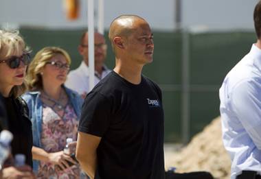 Tony Hsieh, CEO of Zappos, attends a groundbreaking ceremony for Fremont9, a new apartment complex at East Fremont and Ninth streets, on Monday, May 16, 2016, in downtown Las Vegas.
