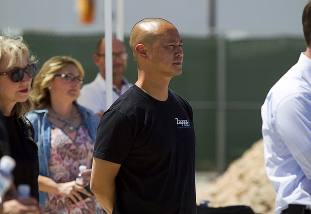 Tony Hsieh, CEO of Zappos, attends a groundbreaking ceremony for Fremont9, a new apartment complex at East Fremont and Ninth streets, on Monday, May 16, 2016, in downtown Las Vegas.
