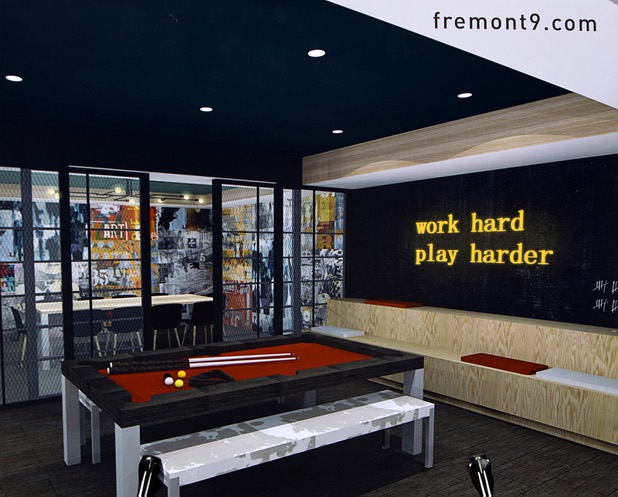 An artist illustration is displayed during groundbreaking ceremony for Fremont9, a new apartment complex at East Fremont and Ninth streets, in downtown Las Vegas, Monday, May 16, 2016.