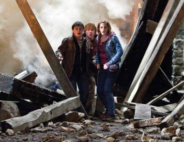 Harry, Hermione and Ron (Daniel Radcliffe, Emma Watson and Rupert Grint) prepare for the end in “Harry Potter and the Deathly Hallows: Part 2.”