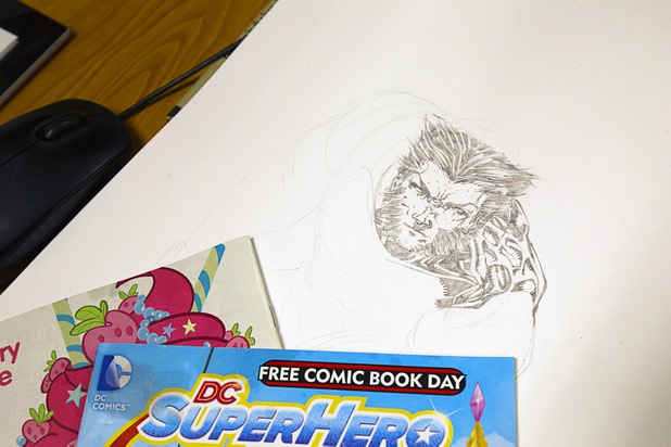 A sketch of Wolverine in shown on Jay Savage's desk in Savage Ink Tattoo Emporium, 3650 S. Decatur Blvd., Monday, May 23, 2016.