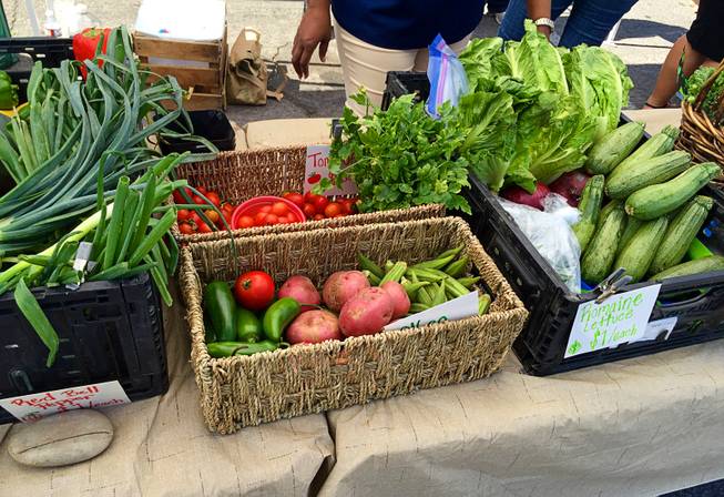 Produce is shown at the Veggie Buck Truck, a mobile farmer's market that made its debut Friday, June 3, 2016.  