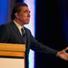 Steve Wynn makes a point during his keynote speech opening the International Conference on Gambling & Risk Taking on Tuesday, June 7, 2016, at the Mirage.