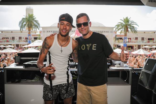 Neymar and DJ Kaskade at Encore Beach Club.