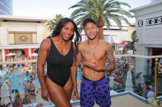Serena Williams and Neymar at Encore Beach Club.