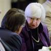Federal Reserve Chairwoman Janet Yellen sits for lunch Monday, June 6, 2016, before making a speech in Philadelphia.