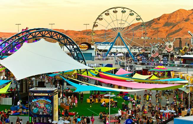 The carnival area begins to ramp up during the first night of the Electric Daisy Carnival on Friday, June 17, 2016, at Las Vegas Motor Speedway.