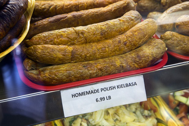 Homemade sausage is displayed at Tina's Gourmet Sausage House, 2101 S Decatur Blvd., Thursday, June 16, 2016.