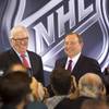New NHL franchise owner Bill Foley and NHL Commissioner Gary Bettman stand for photos after the announcement of Las Vegas’ first professional sports franchise during a news conference Wednesday, June 22, 2016, at Encore. The NHL expansion team is expected to begin play in the 2017-18 season at T-Mobile Arena. 