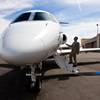 Sales Vice President Cameron Gowans with Brazilian airplane manufacturer Embraer shows off one of its new private jets, the Legacy 500, at Atlantic Aviation Services about McCarran International on Friday, June 9, 2016.