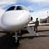 Sales Vice President Cameron Gowans with Brazilian airplane manufacturer Embraer shows off one of its new private jets, the Legacy 500, at Atlantic Aviation Services about McCarran International on Friday, June 9, 2016.