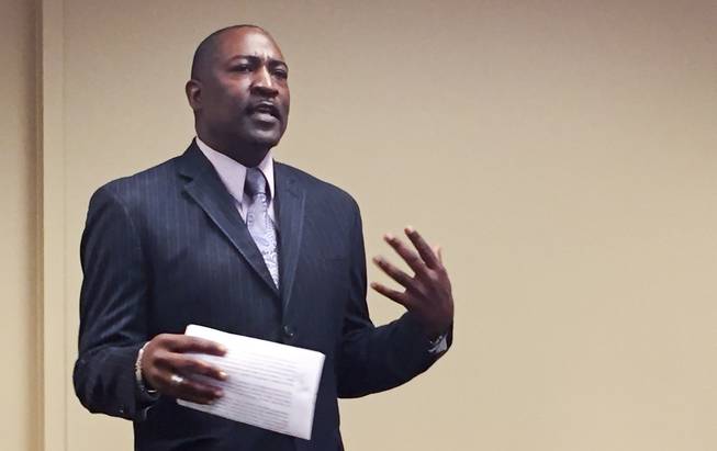 Assemblyman Tyrone Thompson of Nevada Assembly District 17 speaks on addressing Southern Nevada's homeless population at the St. Rose Dominican Green Valley WomensCare & Outreach Center during the annual three-day Frequent User Supportive Housing Institute conference, Tuesday, June 28, 2016.