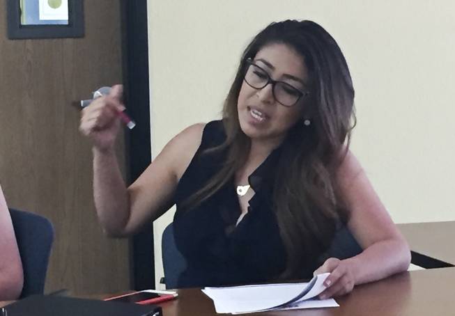 Viridiana Vidal, Nevada director of America's Voice, speaks on a panel on the economy Tuesday, June 28, 2016, at the Las Vegas Latin Chamber of Commerce.
