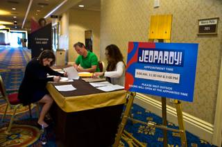 Talent staff grade written tests as potential Jeopardy! candidates are returning for a more formal testing and audition process at the Venetian on Thursday, July 14, 2016.