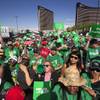 American Federation of State, County and Municipal Employees (AFSCME) union members picket near the Trump International Hotel during a union protest Wednesday, July 20, 2016. AFSCME members, in Las Vegas for a convention, came out in support of the Culinary Workers Union, Local 226, which is trying to unionize workers at the hotel.