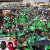 American Federation of State, County and Municipal Employees (AFSCME) union members picket near the Trump International Hotel during a union protest Wednesday, July 20, 2016. AFSCME members, in Las Vegas for a convention, came out in support of the Culinary Workers Union, Local 226, which is trying to unionize workers at the hotel.