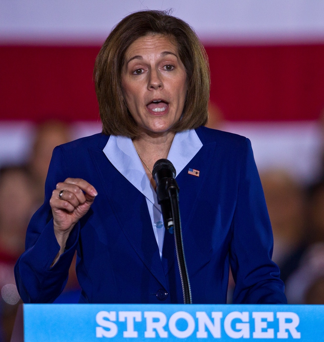 U.S. Senate candidate Catherine Cortez Masto speaks at the IBEW Local 357 prior to a speech by Democratic nominee for President Hillary Clinton on Thursday, August 4, 2016.
