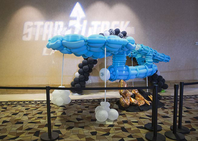 A model of the U.S.S. Enterprise, made of balloons by ...