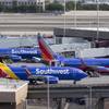 Southwest Airlines passenger jets are shown at McCarran International Airport Tuesday, August 2, 2016.