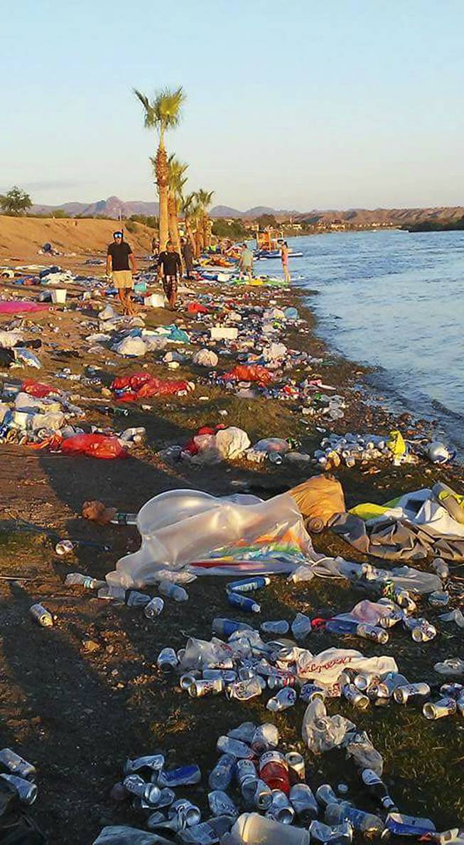 A sea of garbage was left behind by participants of the Bullhead City River Regatta.