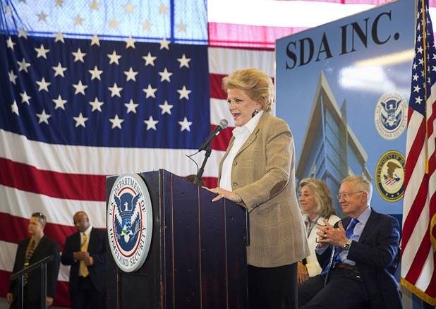 Las Vegas Mayor Carolyn Goodman speaks during an opening ceremony for the Federal Justice Tower, a new office building in downtown Las Vegas, Thursday, Aug. 18, 2016. The building will provide office space for multiple components of U.S. Immigration and Customs Enforcement, the U.S. Attorneys Office for the District of Nevada, the Federal Protective Service and the Department of Labors Office of the Inspector General.