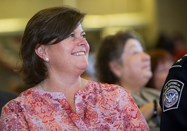 Las Vegas City Manager Betsy Fretwell attends an opening ceremony for the Federal Justice Tower, a new office building in downtown Las Vegas, Thursday, Aug. 18, 2016. The building will provide office space for multiple components of U.S. Immigration and Customs Enforcement, the U.S. Attorneys Office for the District of Nevada, the Federal Protective Service and the Department of Labors Office of the Inspector General.
