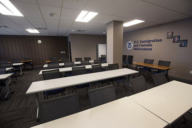 A briefing room is shown in the U.S. Immigration and Customs Enforment offices in the Federal Justice Tower, a new office building in downtown Las Vegas, Thursday, Aug. 18, 2016. The building will provide office space for multiple components of U.S. Immigration and Customs Enforcement, the U.S. Attorneys Office for the District of Nevada, the Federal Protective Service and the Department of Labors Office of the Inspector General.