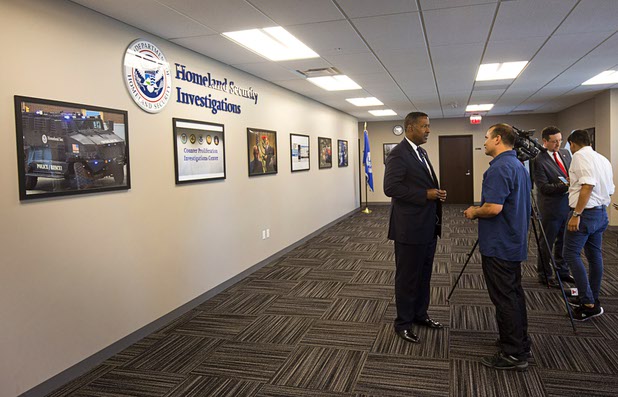 Peter Edge, executive associate director for Homeland Security Investigations, prepares for an interview in the Federal Justice Tower, a new office building in downtown Las Vegas, Thursday, Aug. 18, 2016. The building will provide office space for multiple components of U.S. Immigration and Customs Enforcement, the U.S. Attorneys Office for the District of Nevada, the Federal Protective Service and the Department of Labors Office of the Inspector General.