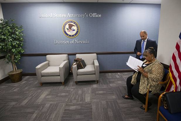 The lobby of the U.S. Attorney's Office, District of Nevada, is shown in the Federal Justice Tower, a new office building in downtown Las Vegas, Thursday, Aug. 18, 2016. The building will provide office space for multiple components of U.S. Immigration and Customs Enforcement, the U.S. Attorneys Office for the District of Nevada, the Federal Protective Service and the Department of Labors Office of the Inspector General.
