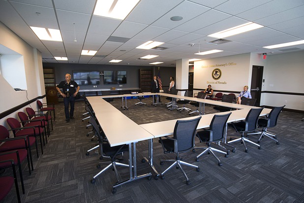 A U.S. Attorney Office for the District of Nevada conference room is shown in the Federal Justice Tower, a new office building in downtown Las Vegas, Thursday, Aug. 18, 2016. The building will provide office space for multiple components of U.S. Immigration and Customs Enforcement, the U.S. Attorneys Office for the District of Nevada, the Federal Protective Service and the Department of Labors Office of the Inspector General.