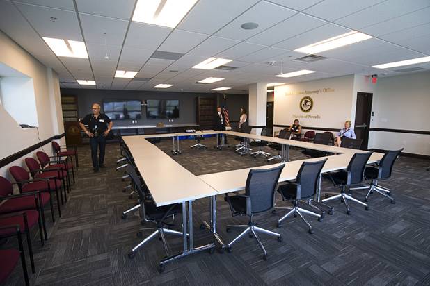 A U.S. Attorney Office for the District of Nevada conference room is shown in the Federal Justice Tower, a new office building in downtown Las Vegas, Thursday, Aug. 18, 2016. The building will provide office space for multiple components of U.S. Immigration and Customs Enforcement, the U.S. Attorneys Office for the District of Nevada, the Federal Protective Service and the Department of Labors Office of the Inspector General.