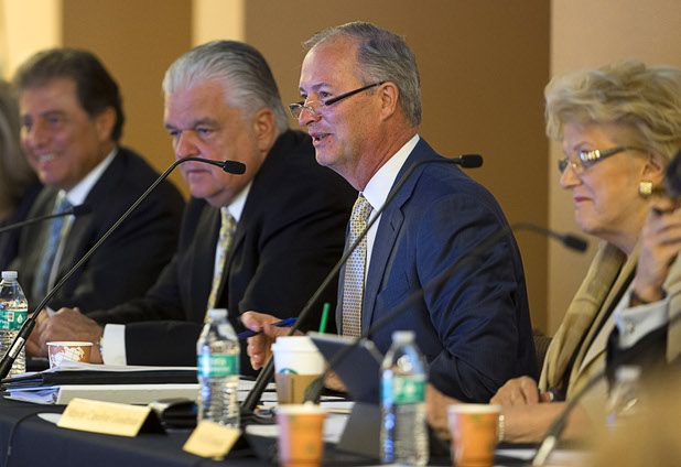 Committee chairman Steve Hill, center, executive director of the Governor's Office of Economic Development, speaks during a Southern Nevada Tourism Infrastructure Committee meeting at UNLV Thursday, Aug. 25, 2016.
