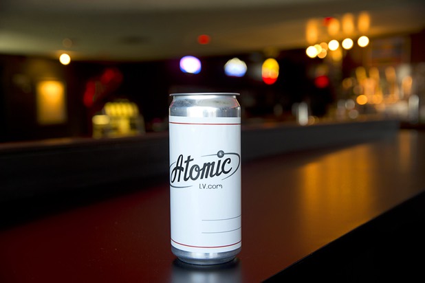 An Atomic-themed beer "crowler" at Atomic Liquors, 917 Fremont St., in downtown Las Vegas Sunday, Aug. 28, 2016.