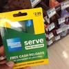 This Monday, March 7, 2016, photo, shows an American Express Serve prepaid debit card for sale at a store, in New York.