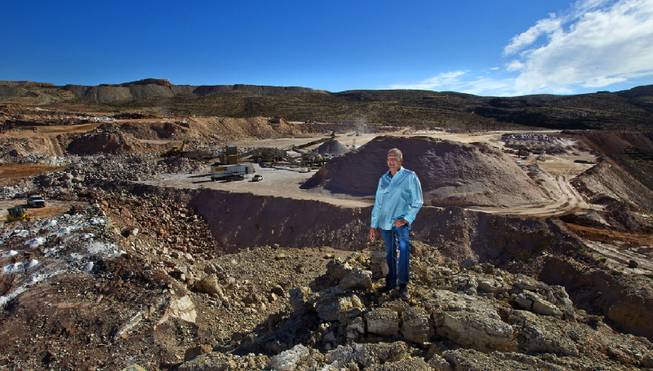 Las Vegas developer Jim Rhodes looks on as gypsum is processed at the Blue Diamond Gypsum Mine near the Red Rock Canyon National Conservation Area on April 16, 2014.
