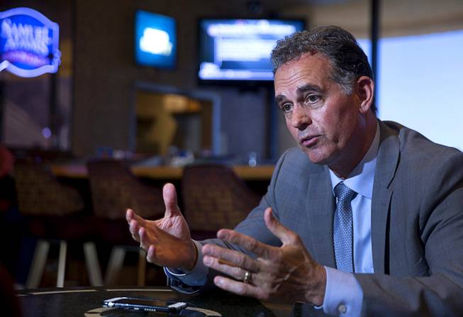 In this file photo, Danny Tarkanian, Republican than a candidate for Congress, responds to a question during an interview at the Railroad Pass Casino Thursday, Oct. 20, 2016. 