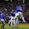 The Chicago Cubs celebrate after Game 7 of the Major League Baseball World Series against the Cleveland Indians Thursday, Nov. 3, 2016, in Cleveland. The Cubs won 8-7 in 10 innings to win the series 4-3. 