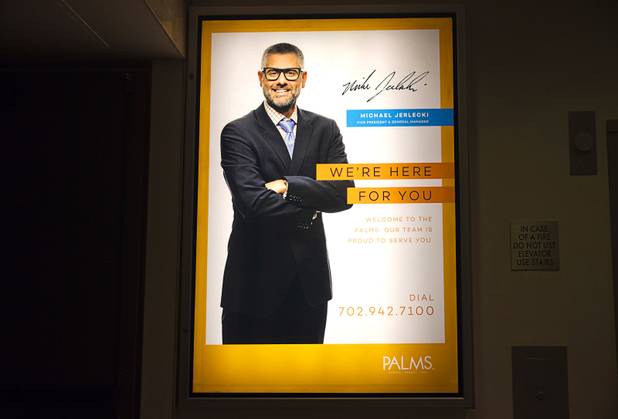 A sign near a casino entrance introduces Palms vice president and general manager Michael Jerlecki at the Palms Monday, Nov. 21, 2016. Station Casinos completed its acquisition of the Palms in October. STEVE MARCUS