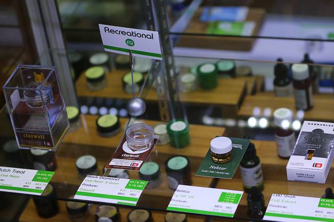 Marijuana concentrate products seen at Pure Green Marijuana Dispensary in Portland, Oregon on Tuesday, Nov. 29, 2016. The high-potency THC products are designed specifically for recreational use customers.