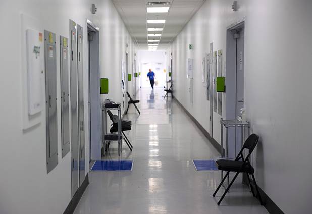 A hallway is shown at the Desert Grown Farms Cultivation Facility in Las Vegas, Dec. 15, 2016. 