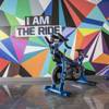 Cyclist are greeted by a colorful mural and cycle bike at The Ride cycling studio, Thursday, Dec 15, 2016.