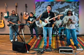 Gus Garcia leads the Blind Center's all-blind band 