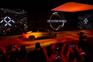 Faraday Future unveils  their first production vehicle, the FF91, during CES week in Las Vegas, Tuesday, Jan. 3, 2017.