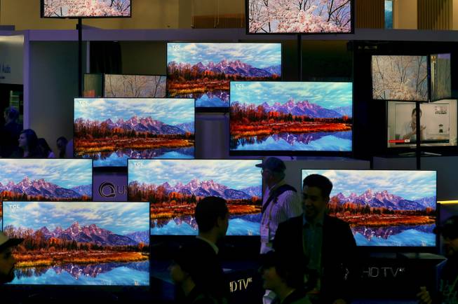 TCL launches its flagship "Smart TV" products with smart technology, smart design during the opening day of CES 2017 at the Las Vegas Convention Center on Thursday, Jan. 5, 2017.